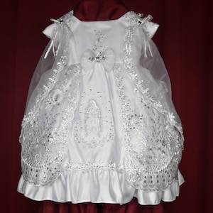 Beautiful embroidered Virgin of Guadalupe dress for baptism
