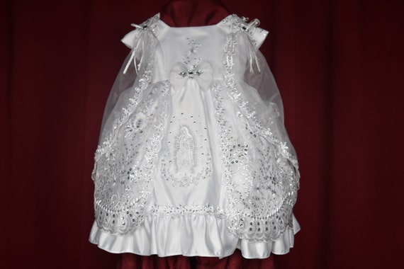 Beautiful embroidered Virgin of Guadalupe dress for baptism