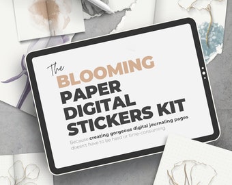 the Blooming Paper Digital Stickers kit - Realistic Digital Journals or Bullet Journals