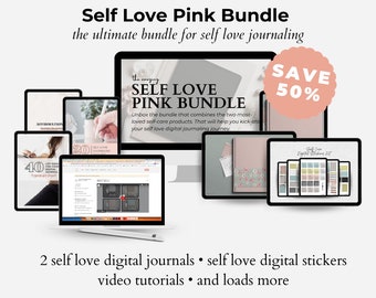 Self Love Digital Journaling Bundle Pink for Beginners Aesthetic Realistic Digital Bullet Journal Self Care and Mindfulness iPad GoodNotes