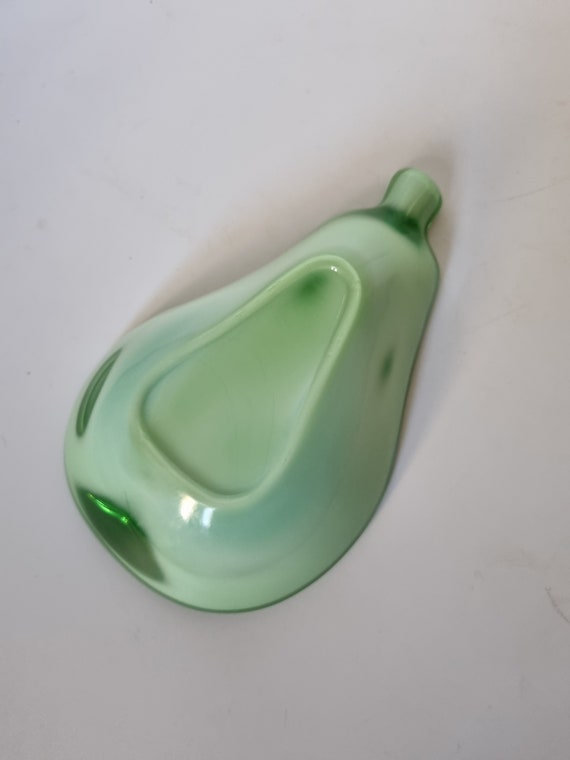 Japanese Sasaki Green Milk Glass Pear Trinket Dish - image 4