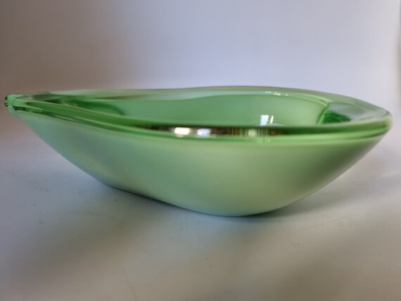 Japanese Sasaki Green Milk Glass Pear Trinket Dish - image 3
