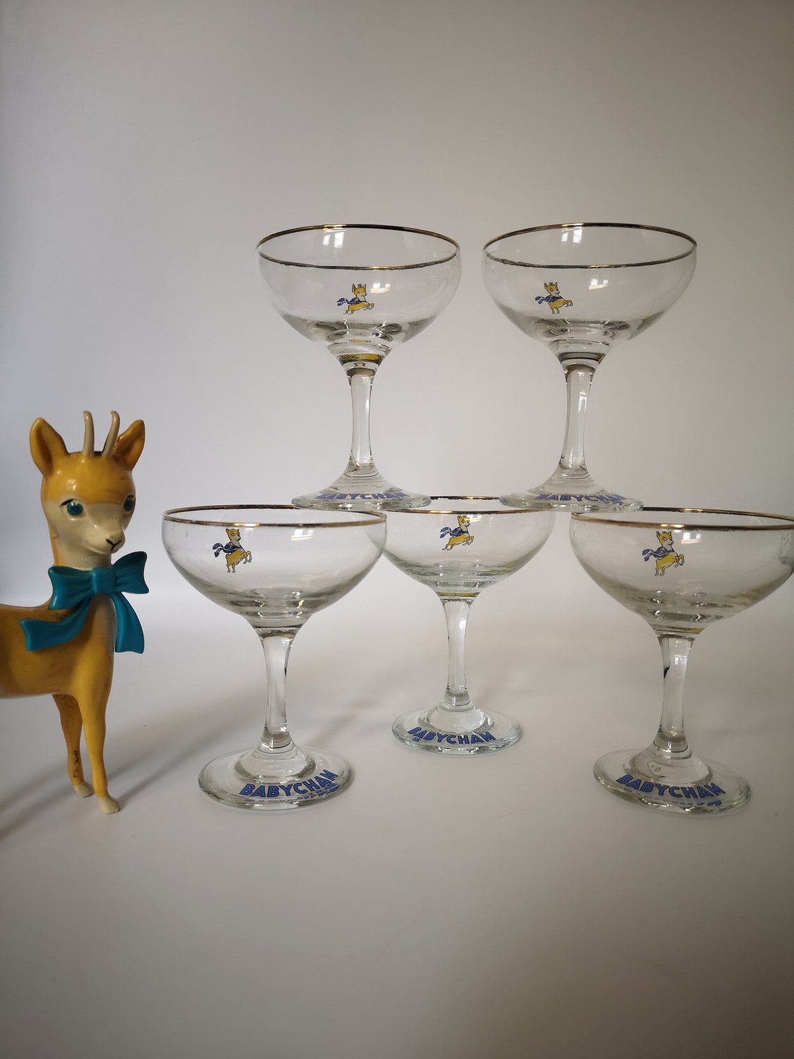 Set of 5 1970's Babycham Glasses and Vintage Babycham Etsy