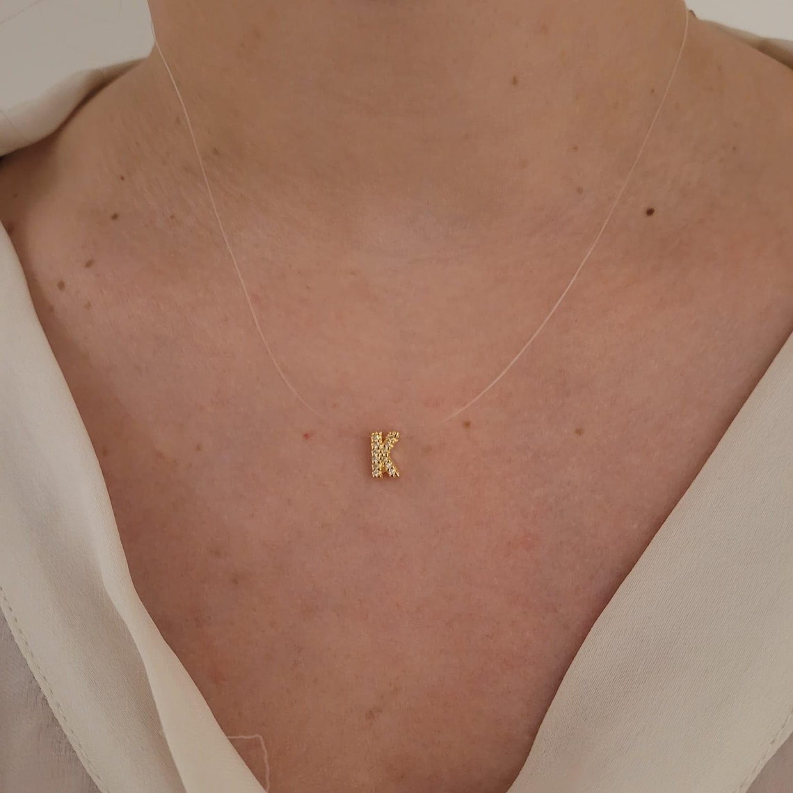 Personalised Necklace Initials Necklace Letter K Studded Etsy