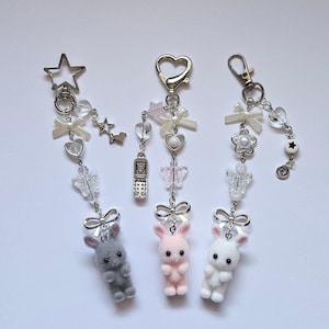 Coquette Bunny Charm Keychains