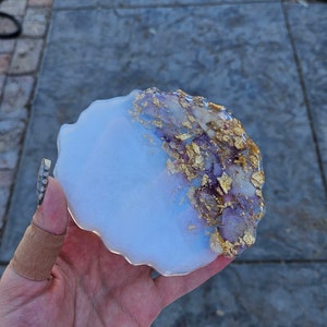 Purple & White Floral Coasters | Resin Coasters