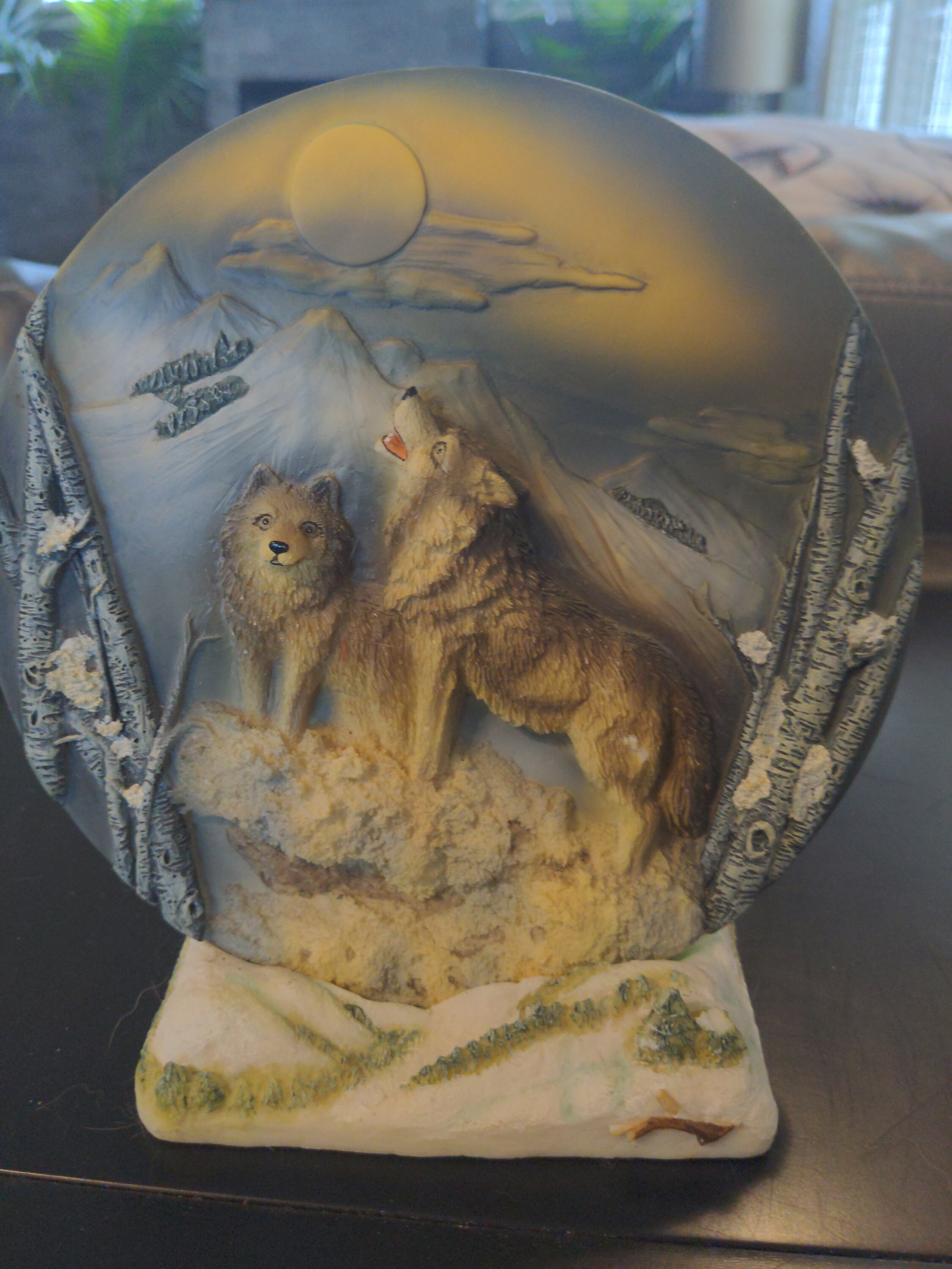 Wolf collector plate and base Etsy