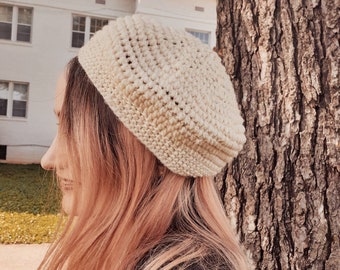 Crochet Beret Beanie for Girls, Crochet Beret Hat, Crochet Winter Hat, Crochet Beret Style Beanie Women, Womens Accessories, Winter Gear