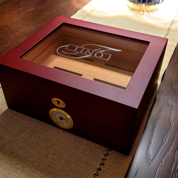 Personalized Cigar Humidor - Lockable Cigar Box -Cigar Box Vintage - Cigar Gift Set - Wood Cigar Holder - Cigar Humidor Kit - Cigar Gift Box