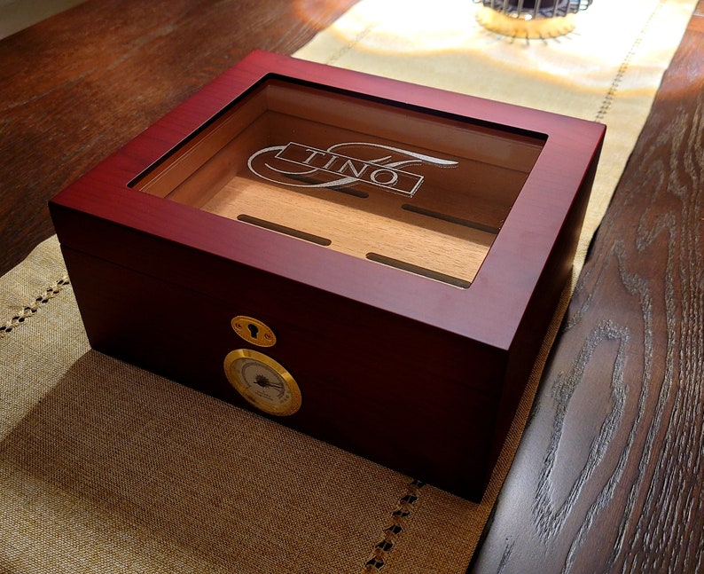 Personalized Cigar Humidor Lockable Cigar Box Cigar Box Vintage