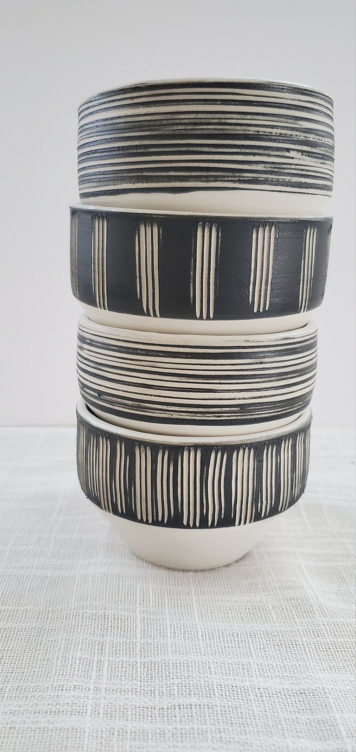 Black and white bowls Set of 4 bowls dessert bowls Etsy