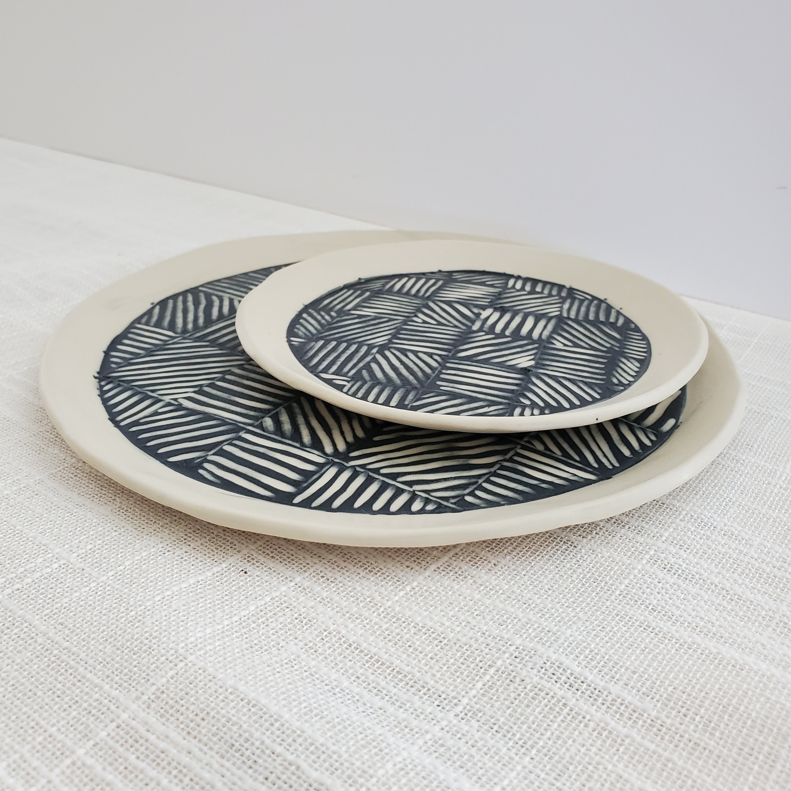 Black and white plates Set of two handmade ceramic plates Etsy