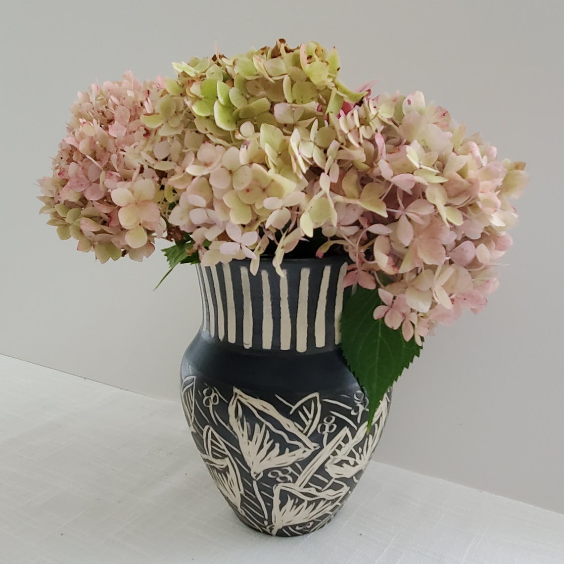 Black and white vase Ceramic flower vase large size with Etsy
