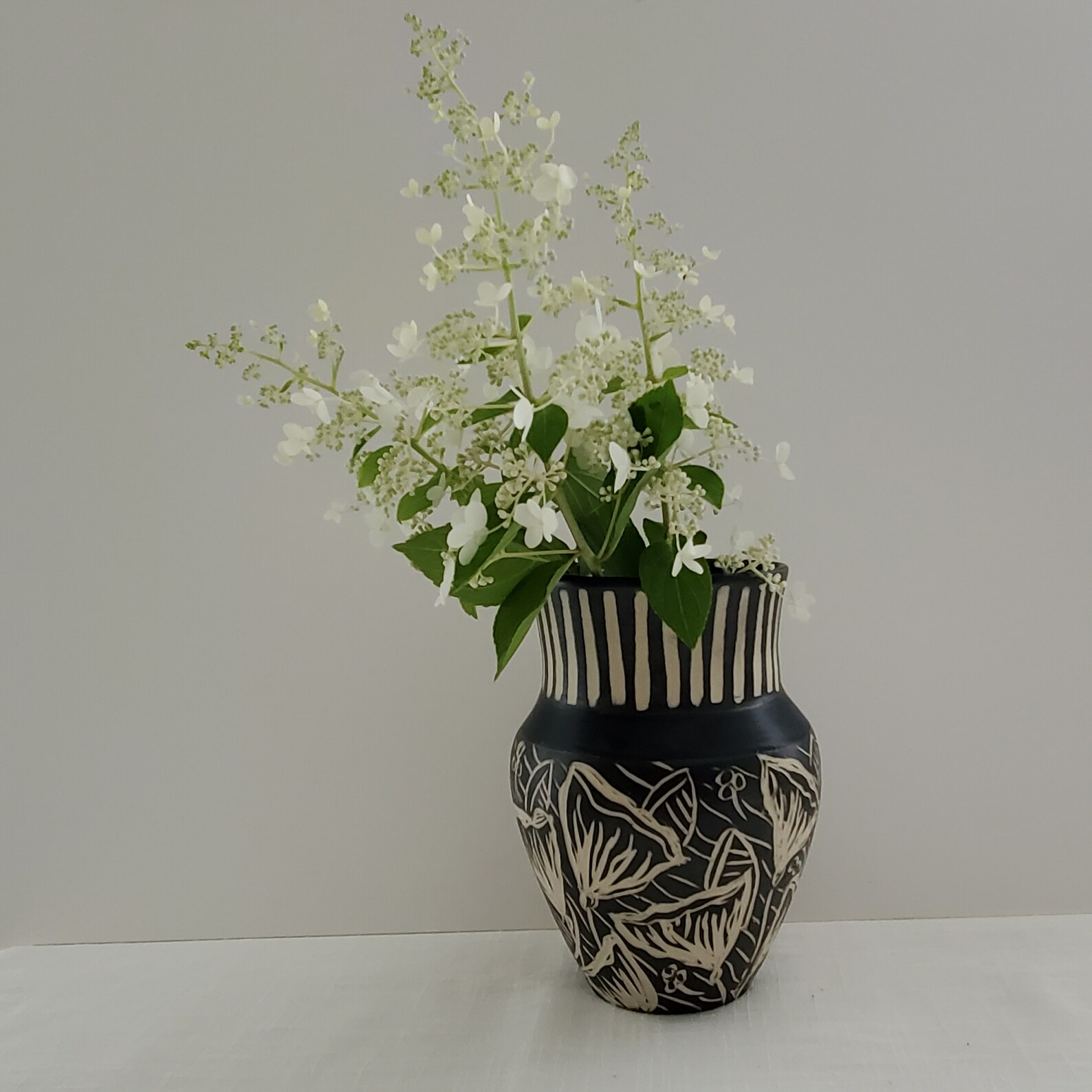 Black and white vase Ceramic flower vase large size with Etsy