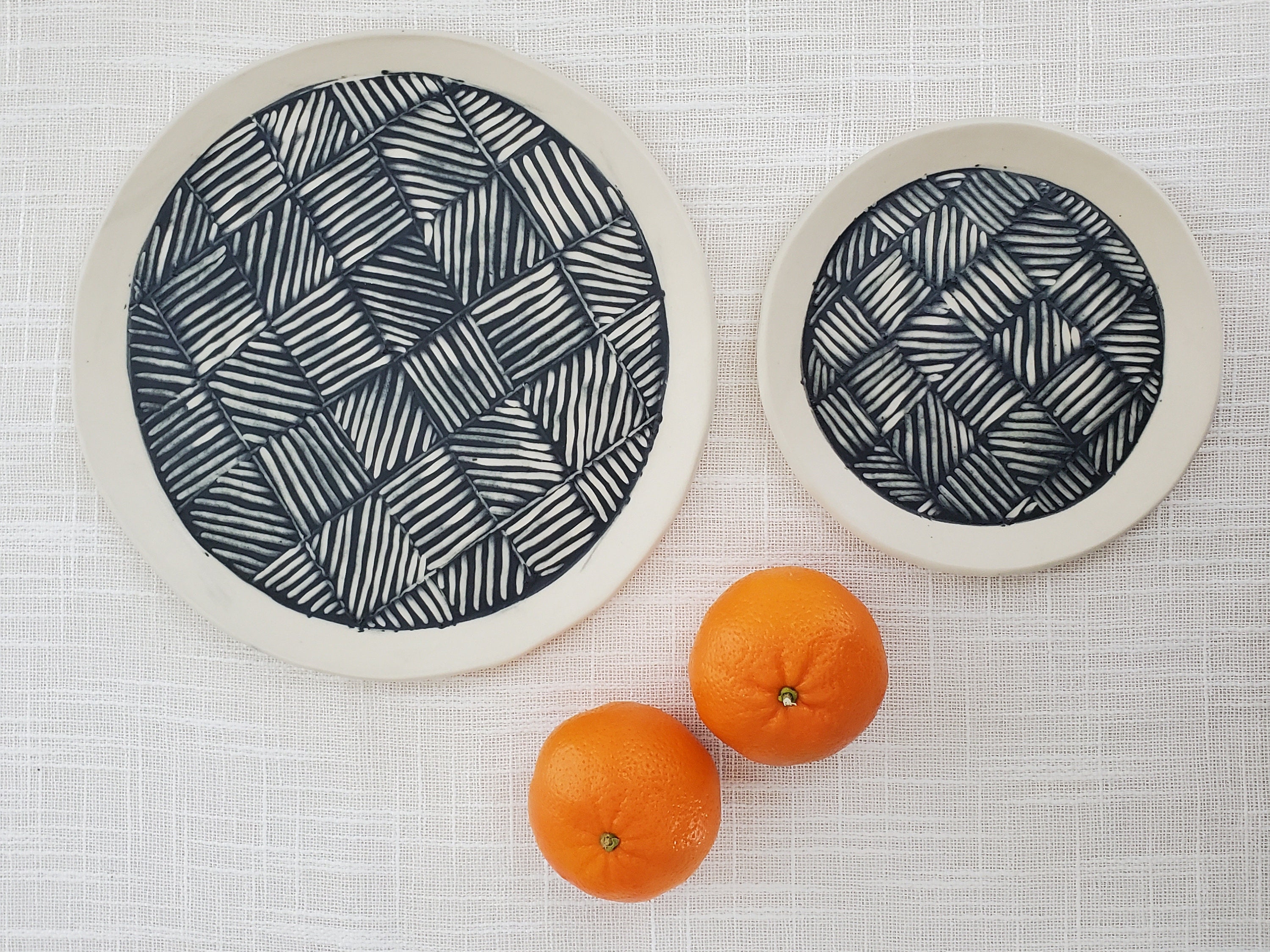Black and white plates Set of two handmade ceramic plates Etsy