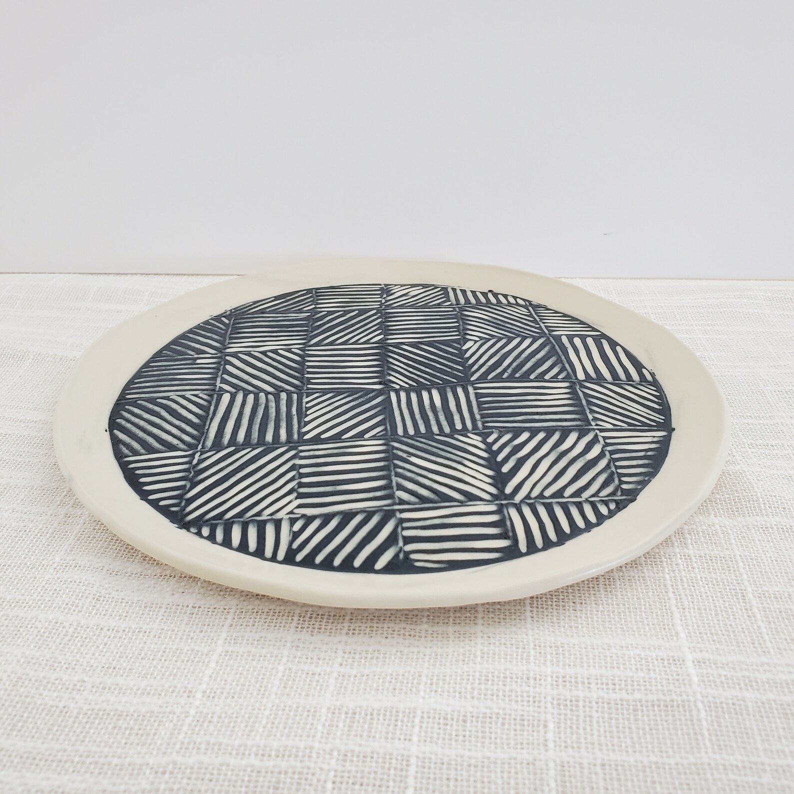 Black and white plates Set of two handmade ceramic plates Etsy