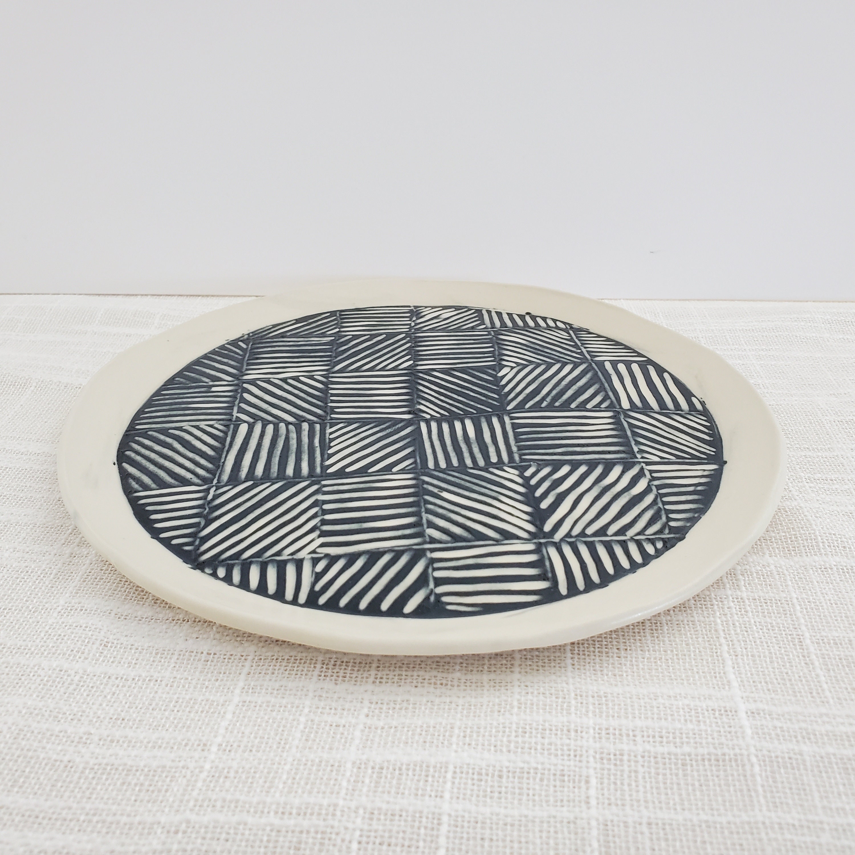 Black and white plates Set of two handmade ceramic plates Etsy