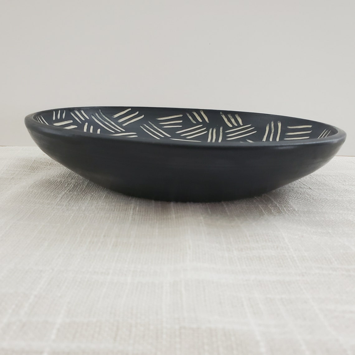 Black and white bowl Ceramic serving bowl wide pasta bowl Etsy