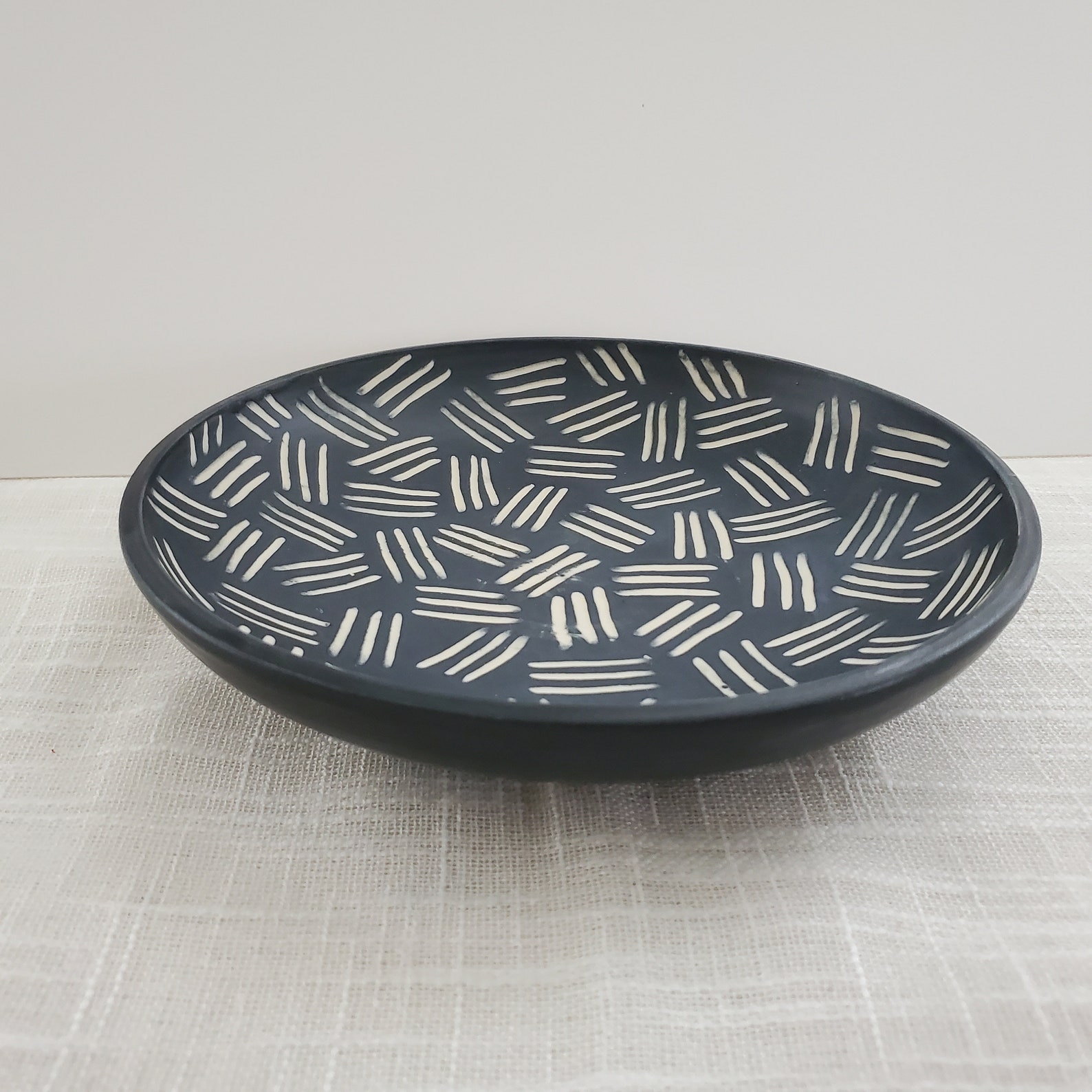 Black and white bowl Ceramic serving bowl wide pasta bowl Etsy