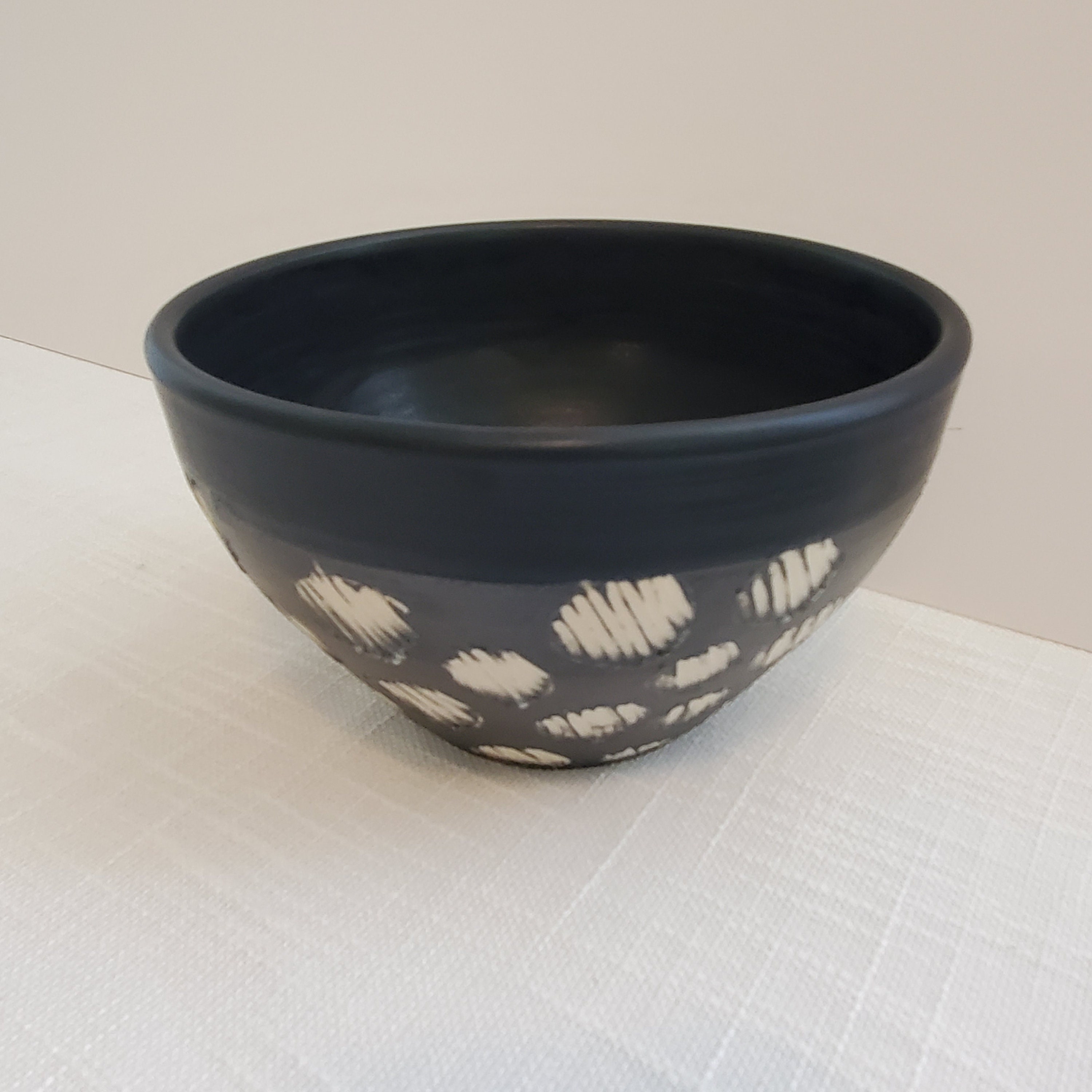 Black and white bowl Ceramic serving bowl with handcarved Etsy