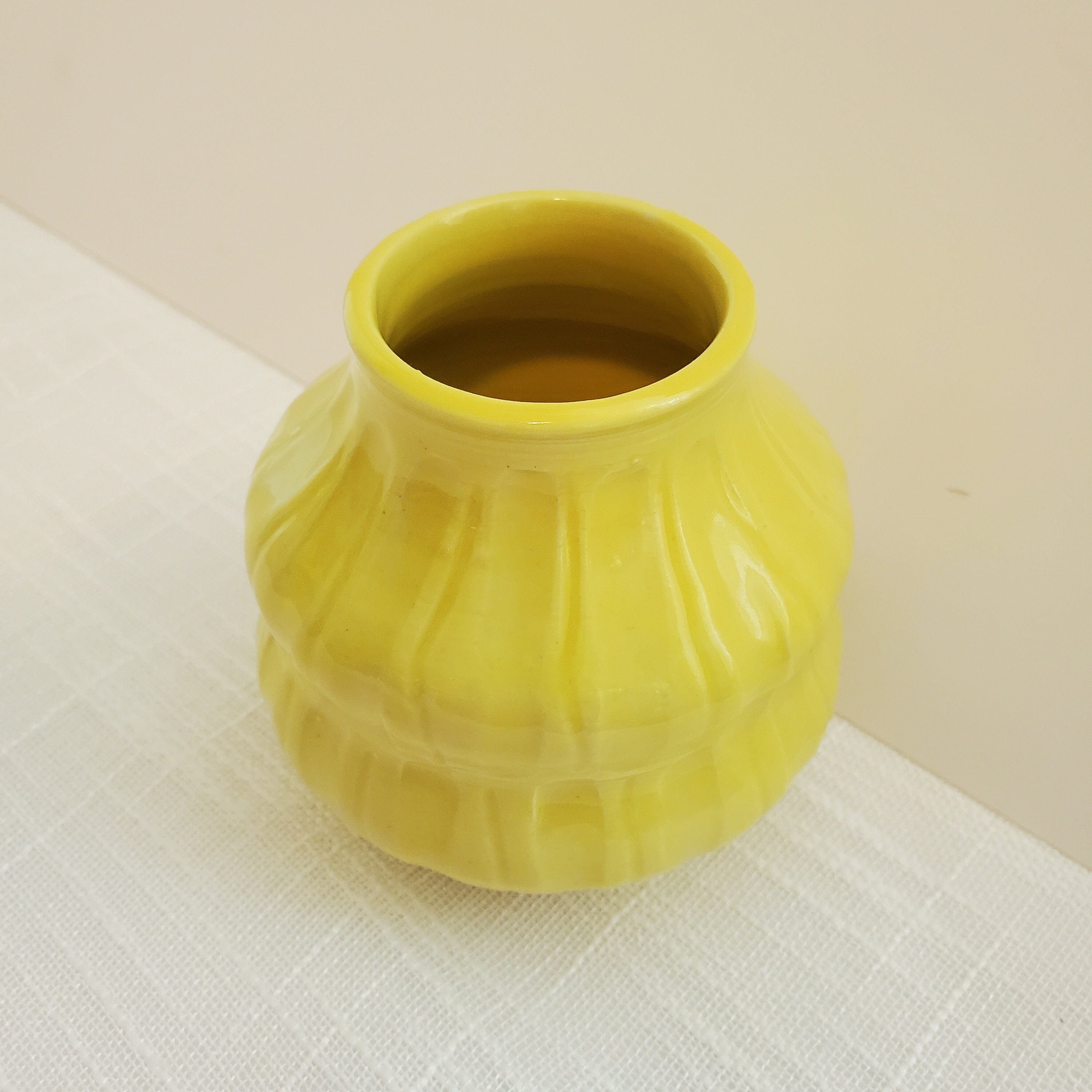Ceramic bud vase glossy yellow vase handmade vase small Etsy