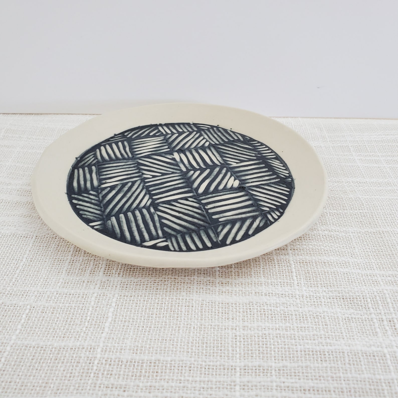 Black and white plates Set of two handmade ceramic plates Etsy