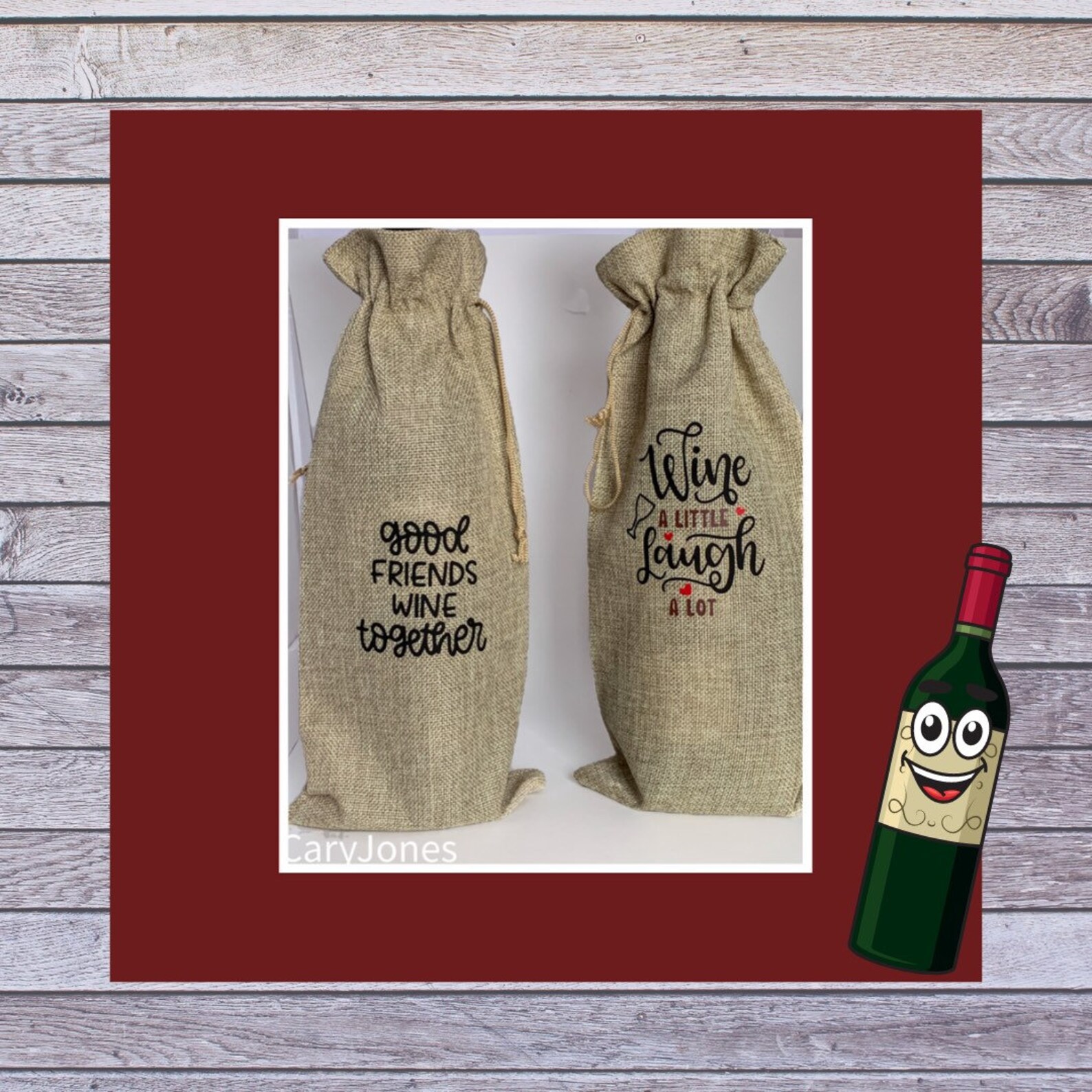 Reusable Wine Bags Good Friends & Wine a Lot Wine Gift Bags Etsy