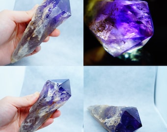 POINT - Amethyst Root Natural Raw Untreated Hand Made Crystal Specimen Dragon Tooth Meditation Grid Tower Point Crystal Wand
