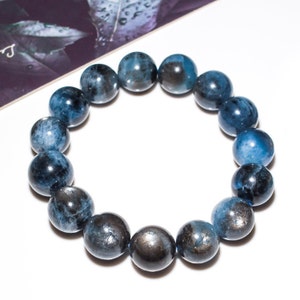 BRACELET - Black Aquamarine Cat Eyes Effect Beaded Natural Handmade Devil‘s Eyes Crystal Jewelry Throat Chakra Healing Energy Lucky Charm
