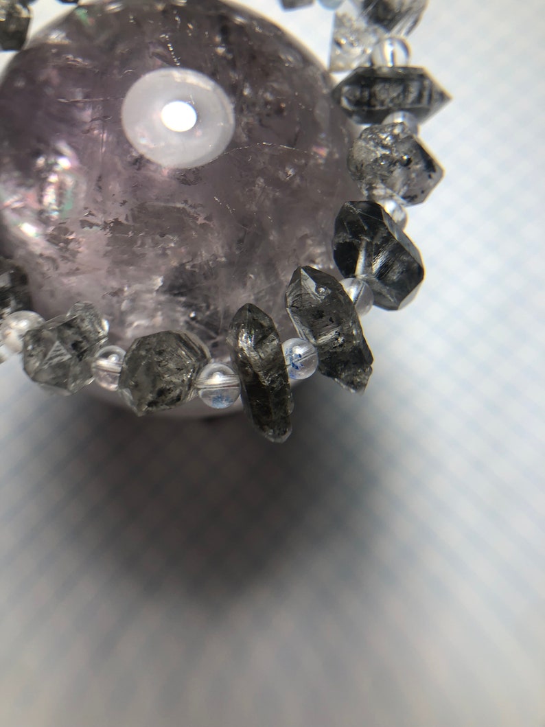 ARMBAND - UNIKAT - Roh Herkimer Diamant Double Terminated Punkt Kristall Energie Booster Natürliche unbehandelte Edelstein Hoch Frequenz Schwingung Bild 9