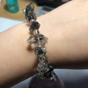 ARMBAND - UNIKAT - Roh Herkimer Diamant Double Terminated Punkt Kristall Energie Booster Natürliche unbehandelte Edelstein Hoch Frequenz Schwingung Bild 4
