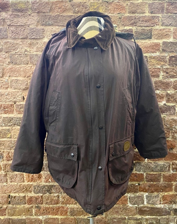 Vintage Burberry Mahogany Wax Ladies Jacket, Large