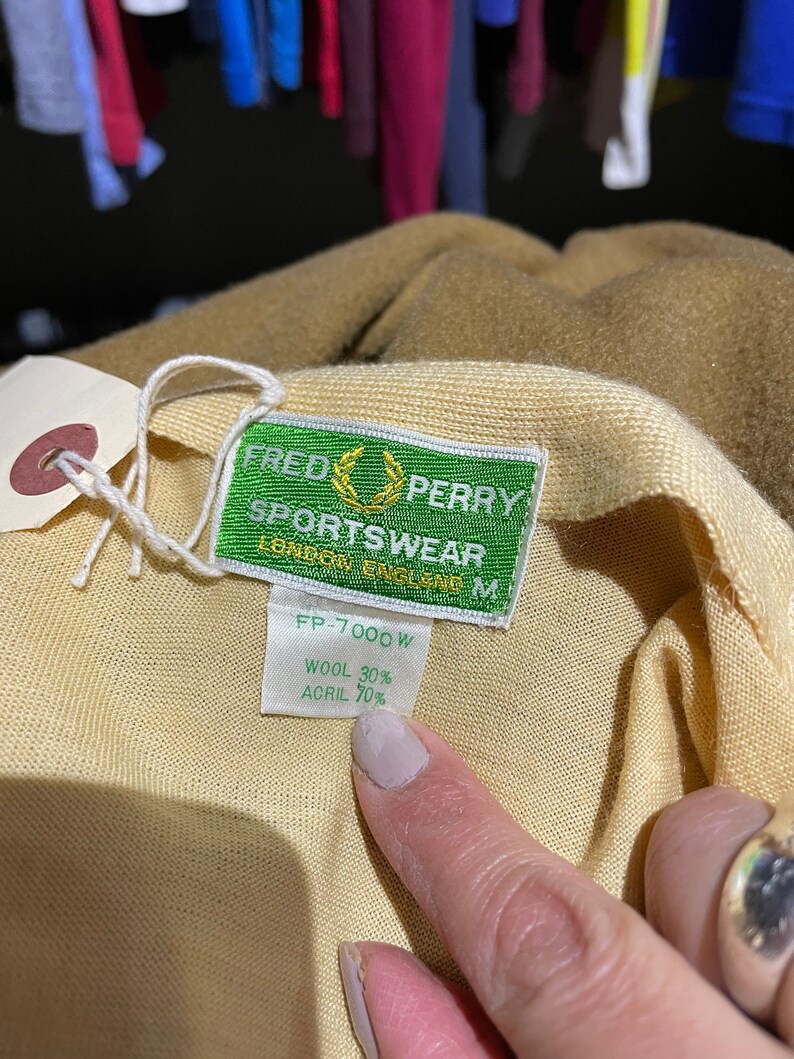 Retro Ladies Yellow Fitted Fred Perry Cardigan