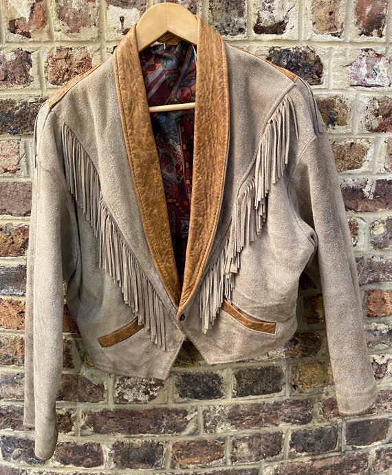 Vintage 1980s brown suede leather jacket, XL