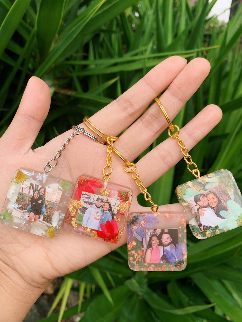 Resin photo keychain Photo Keychain Keychain with Photo Etsy