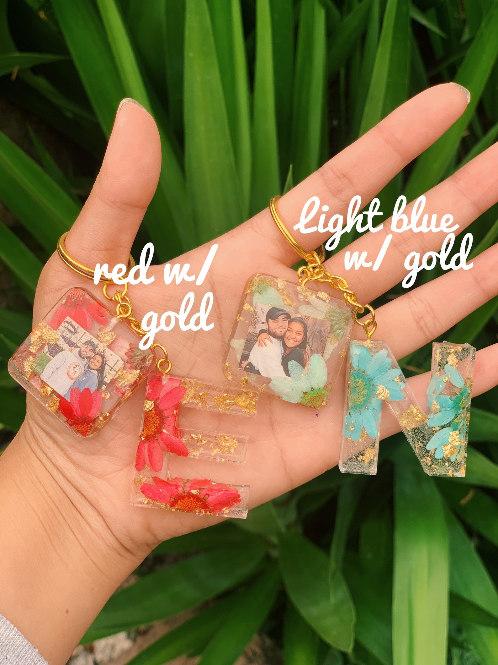 Resin Photo With Initial Keychain Photo Keychain Initial Etsy