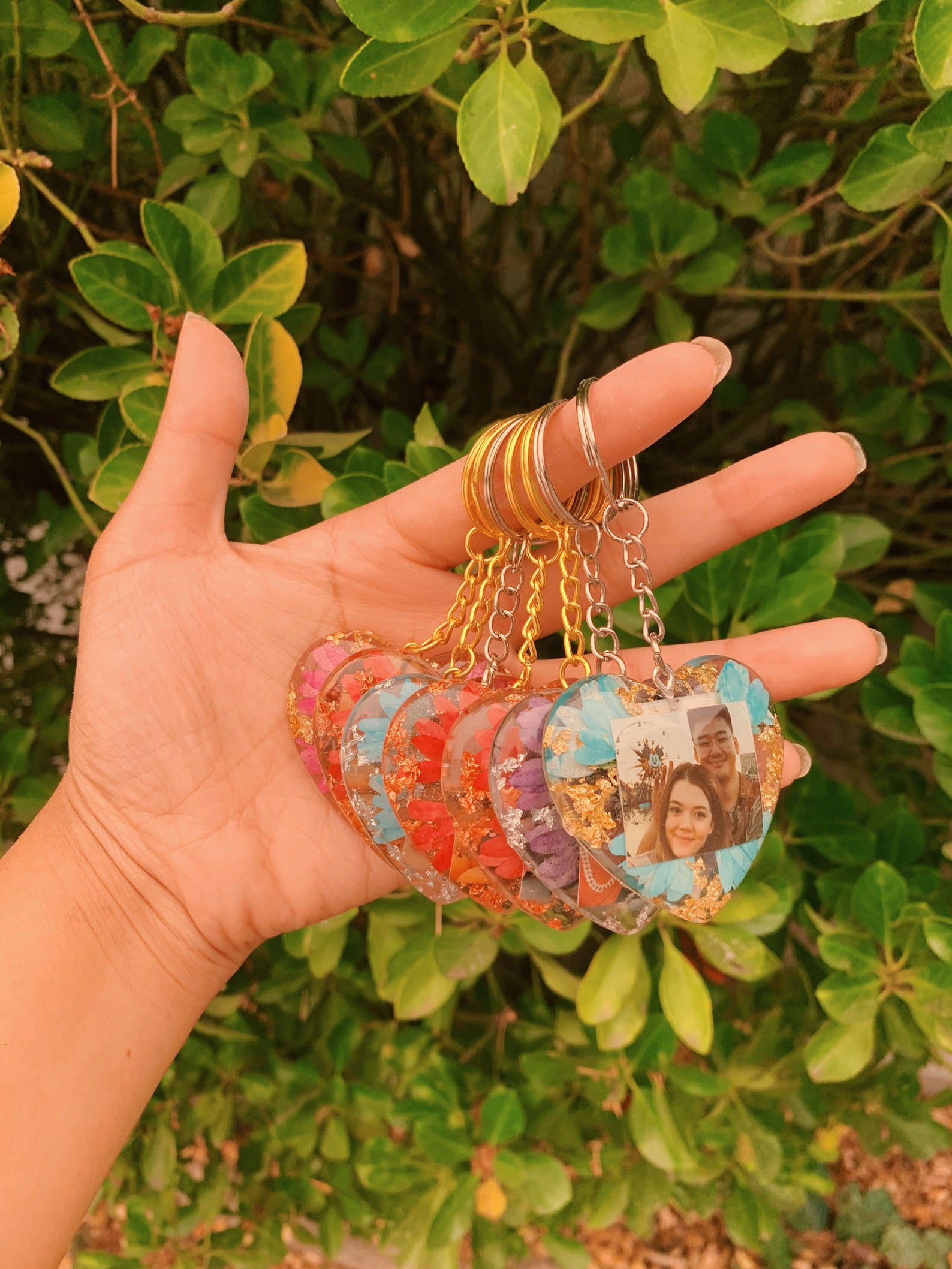 Resin Photo Keychain Heart Heart Keychain Photo Keychain Etsy