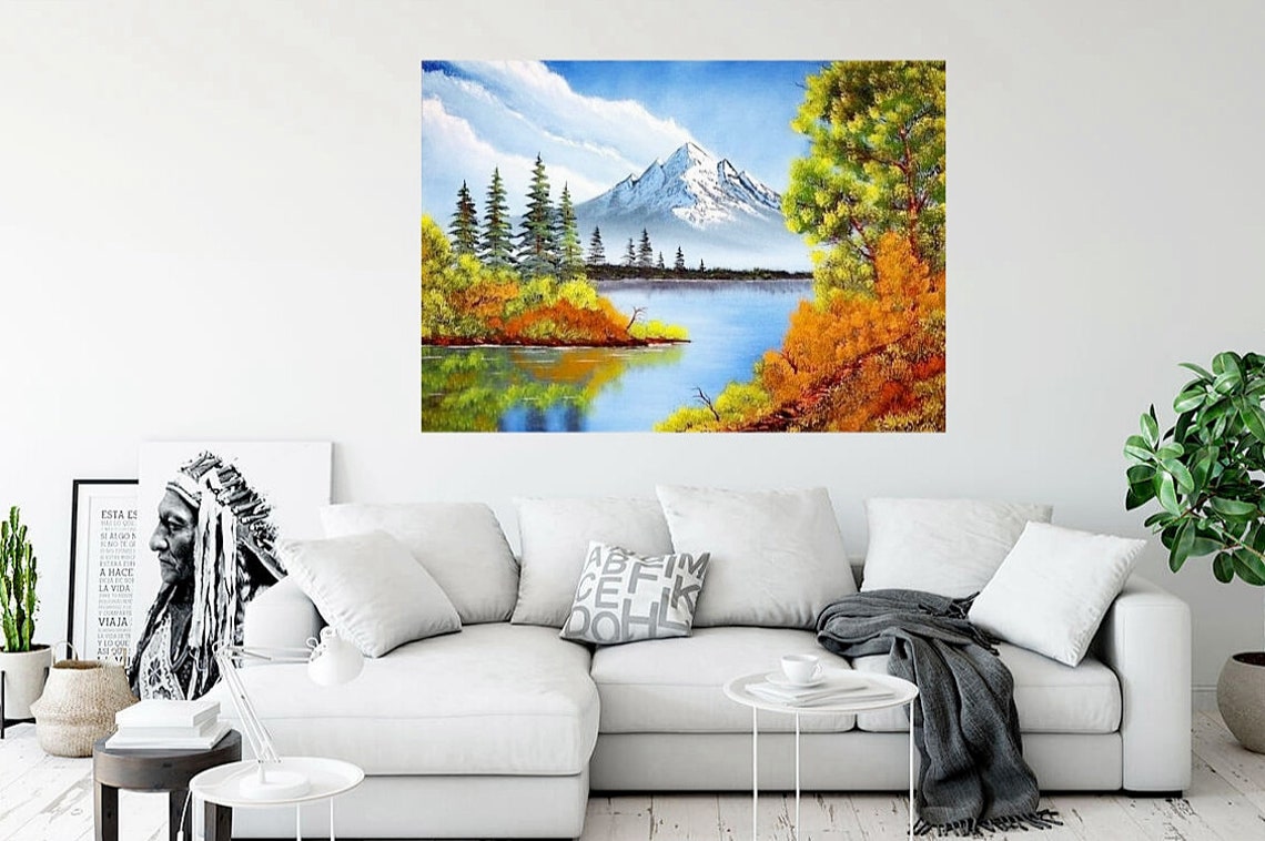 Mountain Landscape Painting With Lake - Etsy