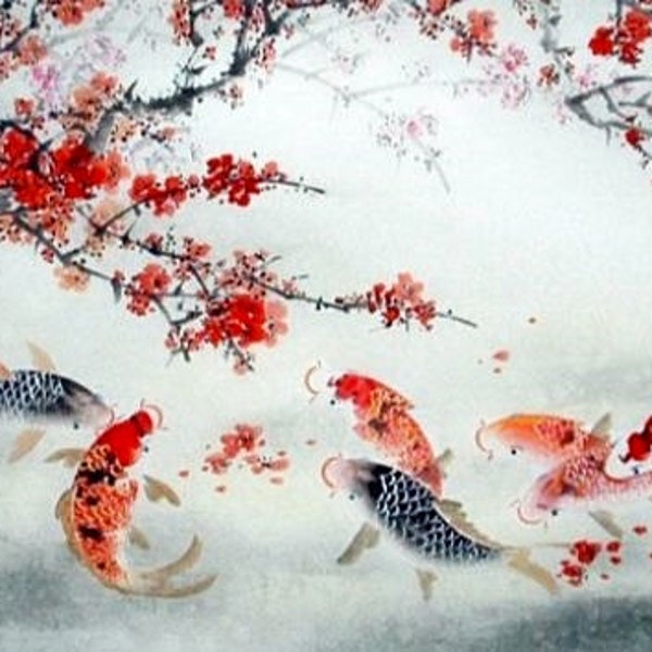 Beautiful and Elegant 9 Koi Fish Painting - Best for Feng Shui