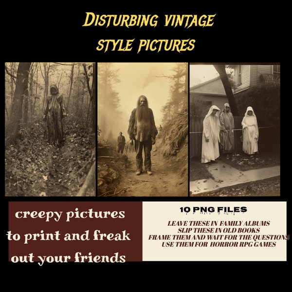 Vintage-Style Creepy Pictures horror rpg call of cthulu crime scene  Escape Room Props  RPG Props Retro Horror