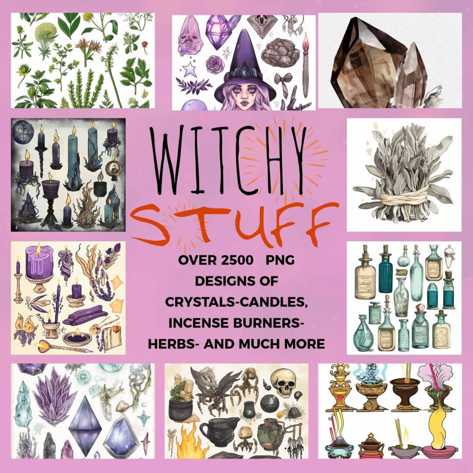 Witchcraft Clipart Bundle Pagan Png Witchcraft Bundle Wiccan Png ...