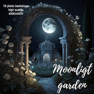 Digital Backdrops, Moonlight Garden, Backdrop Overlays, Photography Digital Backgrounds, Photoshop Textures Overlays,wedding, gothic