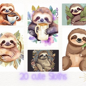 20 Sloth Graphics in PNG and SVG Formats - Cute and Funny Sloth Clipart for Crafting and More