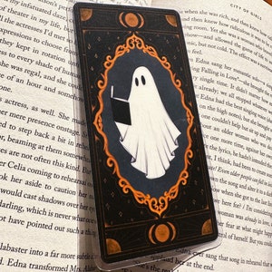 Ghost Reading Halloween Bookmark, Fall Bookmark, Hand Crafted Bookmark, Reading, Gift for book lovers image 2