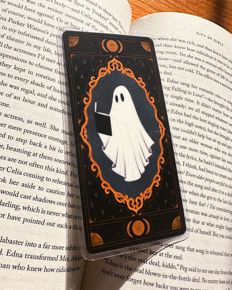 Ghost Reading Halloween Bookmark, Fall Bookmark, Hand Crafted Bookmark, Reading, Gift for book lovers image 2