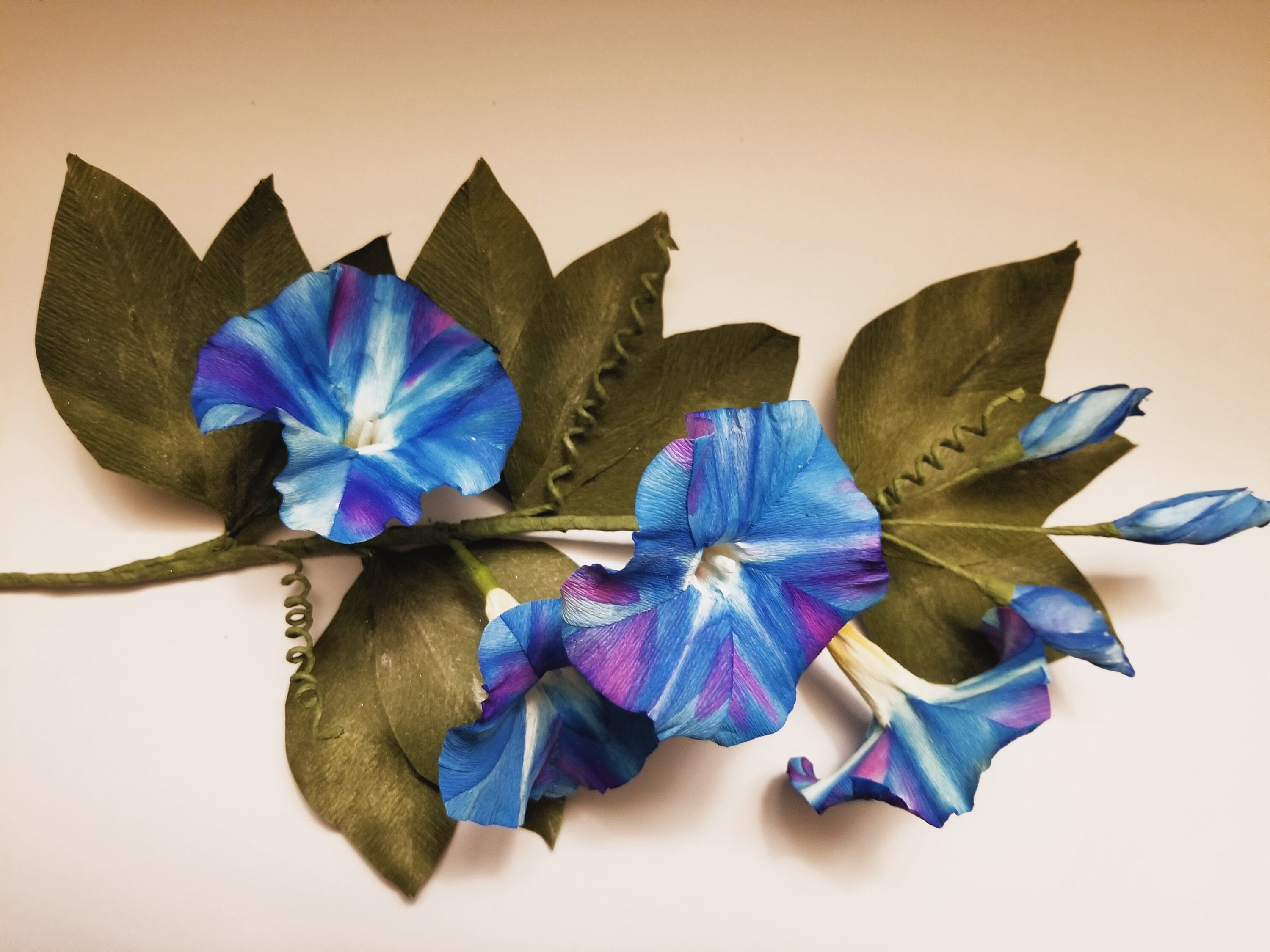 Crepe Paper Flower Morning Glory Vine, Handmade And Photographed By