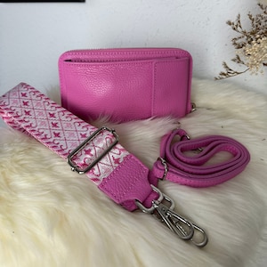 Pink cell phone bag crossbody XL-BELT personalized money bag leather cell phone bag | Bag Festival narrow or XL strap gift birthday