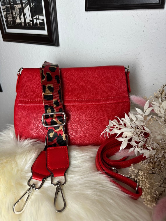 Rote gelbe Crossbody Lederclutch personalisierte Clutch - Main Image