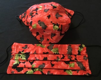 Make-up kit pocket storage masks in cotton blue or red poppies
