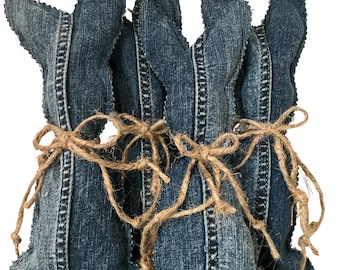 Denim Bunny Decor: Handgjorda bondgårdsjutedetaljer Skålfyllning